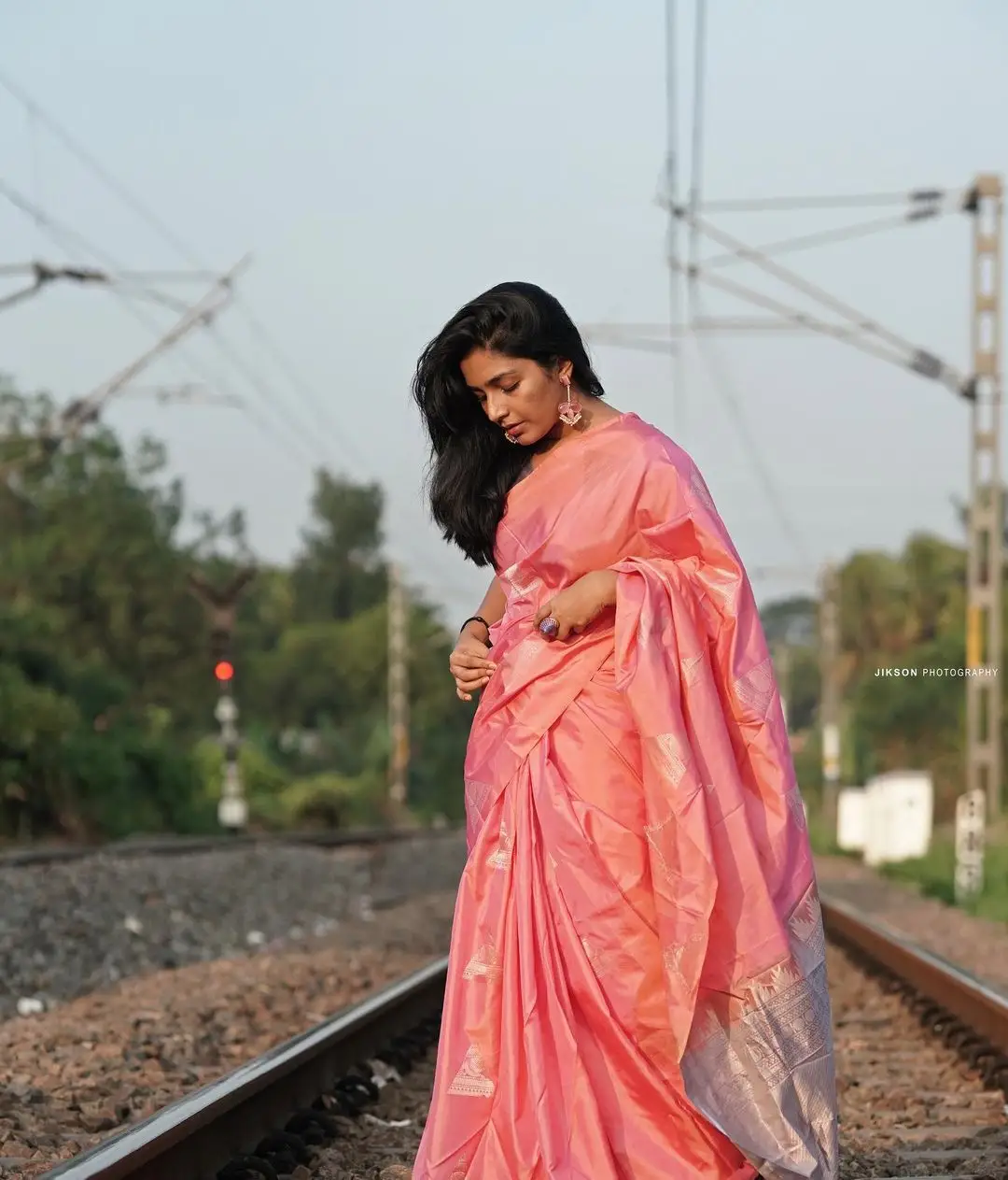 Malayalam Actress Rajisha Vijayan in Pink Saree Blouse